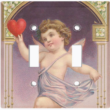 WorldAcc Valentine Angel Cupid Vintage Cherub Heart Love 2-Gang